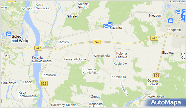 mapa Wojciechów gmina Łaziska, Wojciechów gmina Łaziska na mapie Targeo