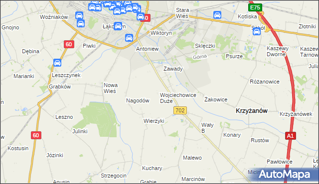 mapa Wojciechowice Duże, Wojciechowice Duże na mapie Targeo