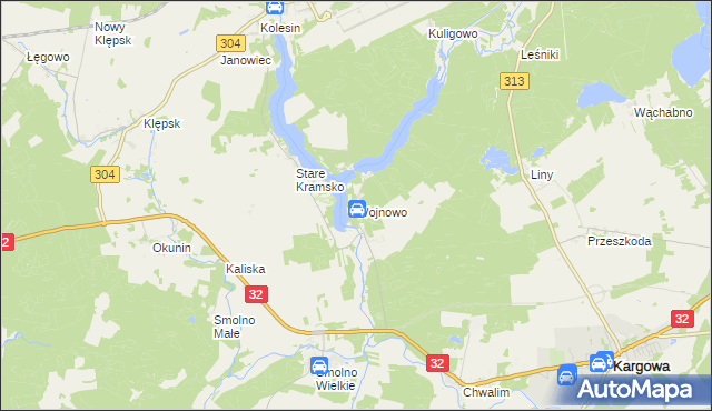 mapa Wojnowo gmina Kargowa, Wojnowo gmina Kargowa na mapie Targeo