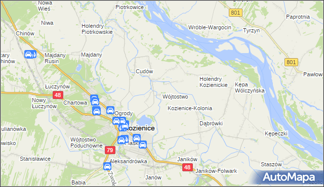 mapa Wójtostwo gmina Kozienice, Wójtostwo gmina Kozienice na mapie Targeo