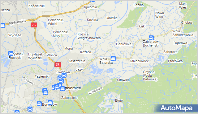 mapa Wola Batorska, Wola Batorska na mapie Targeo