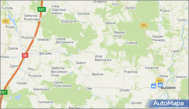 mapa Wola Będkowska, Wola Będkowska na mapie Targeo