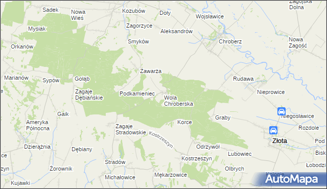 mapa Wola Chroberska, Wola Chroberska na mapie Targeo