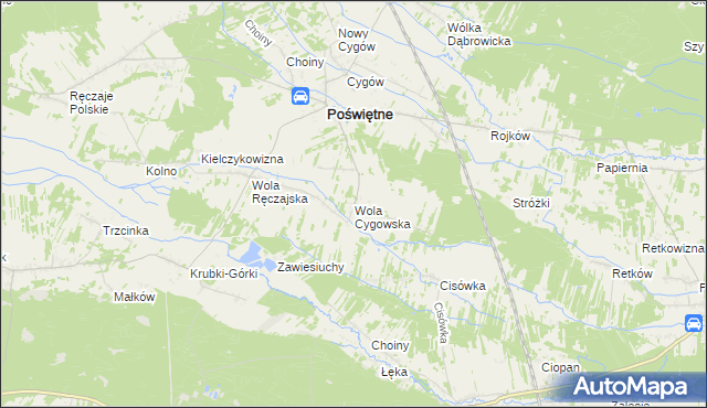 mapa Wola Cygowska, Wola Cygowska na mapie Targeo