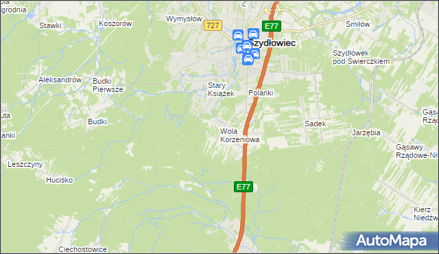 mapa Wola Korzeniowa, Wola Korzeniowa na mapie Targeo