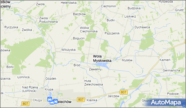 mapa Wola Mysłowska, Wola Mysłowska na mapie Targeo