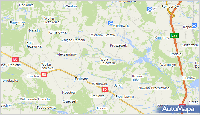 mapa Wola Pniewska, Wola Pniewska na mapie Targeo