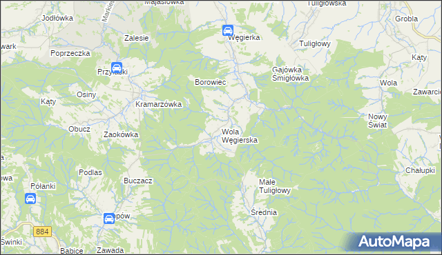 mapa Wola Węgierska, Wola Węgierska na mapie Targeo