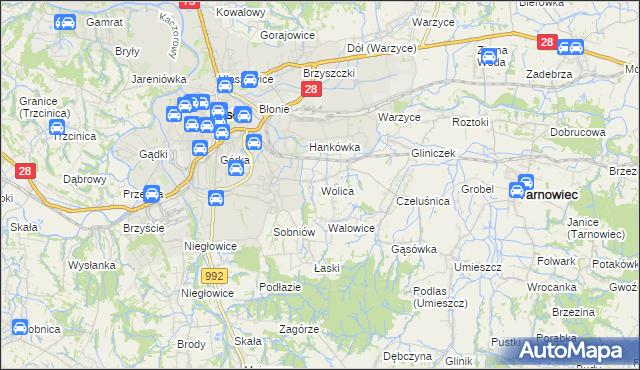 mapa Wolica gmina Jasło, Wolica gmina Jasło na mapie Targeo