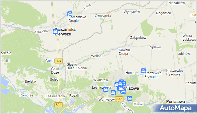 mapa Wolica-Kolonia gmina Karczmiska, Wolica-Kolonia gmina Karczmiska na mapie Targeo