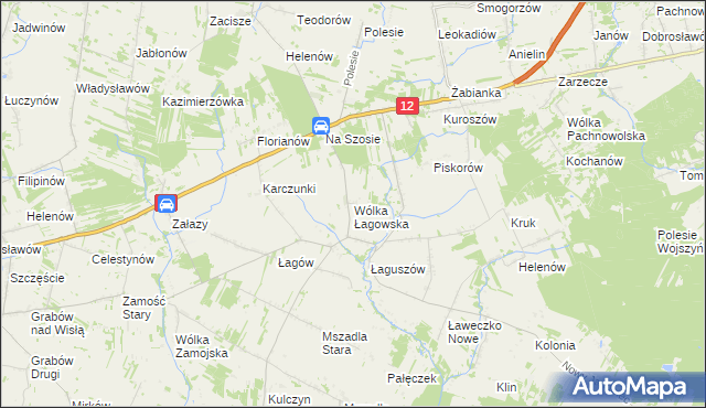 mapa Wólka Łagowska, Wólka Łagowska na mapie Targeo