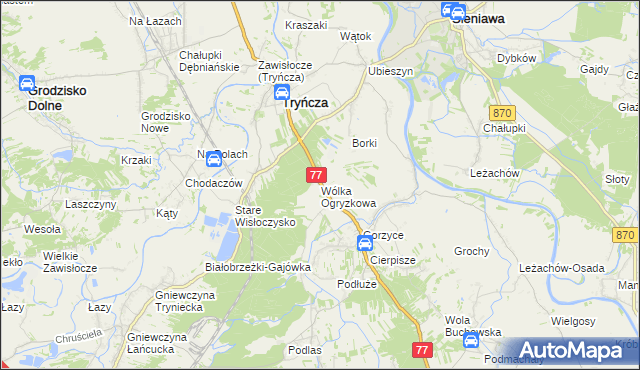 mapa Wólka Ogryzkowa, Wólka Ogryzkowa na mapie Targeo