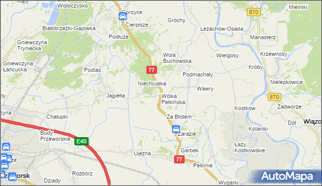 mapa Wólka Pełkińska, Wólka Pełkińska na mapie Targeo