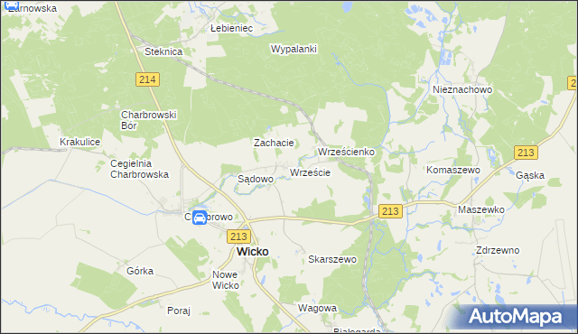 mapa Wrzeście gmina Wicko, Wrzeście gmina Wicko na mapie Targeo