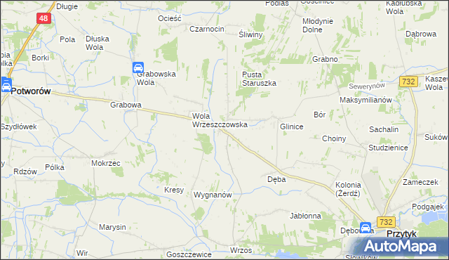 mapa Wrzeszczów, Wrzeszczów na mapie Targeo