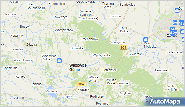 mapa Wychylówka, Wychylówka na mapie Targeo