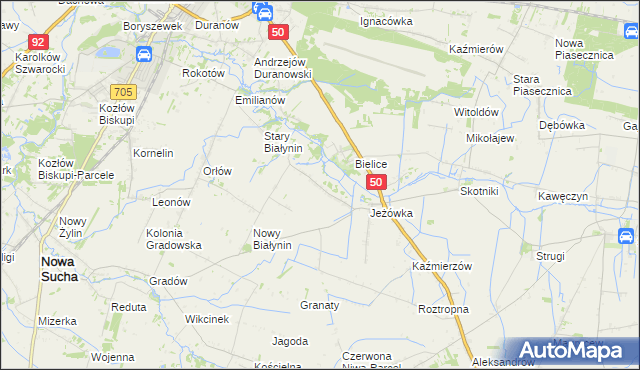 mapa Wyczółki gmina Sochaczew, Wyczółki gmina Sochaczew na mapie Targeo