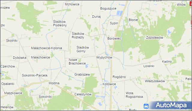 mapa Wypychów gmina Zgierz, Wypychów gmina Zgierz na mapie Targeo