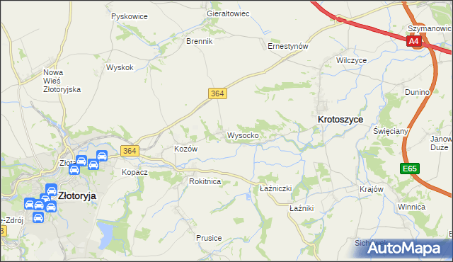 mapa Wysocko gmina Złotoryja, Wysocko gmina Złotoryja na mapie Targeo