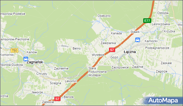 mapa Występa, Występa na mapie Targeo