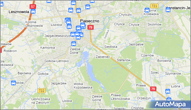 mapa Żabieniec gmina Piaseczno, Żabieniec gmina Piaseczno na mapie Targeo