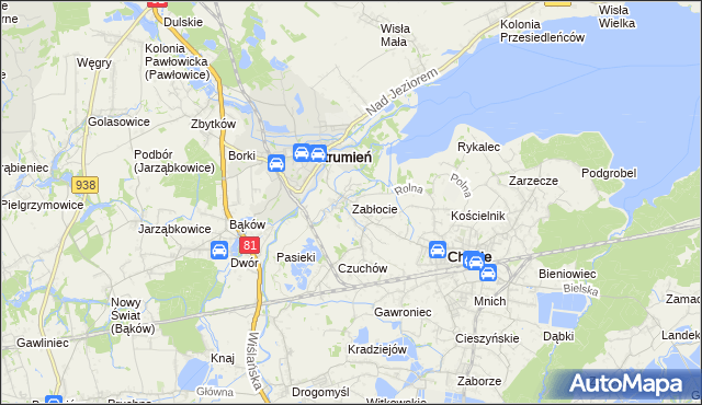 mapa Zabłocie gmina Strumień, Zabłocie gmina Strumień na mapie Targeo