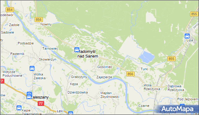 mapa Żabno gmina Radomyśl nad Sanem, Żabno gmina Radomyśl nad Sanem na mapie Targeo
