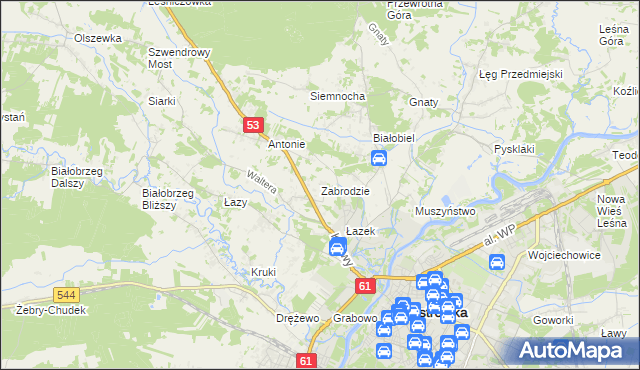 mapa Zabrodzie gmina Olszewo-Borki, Zabrodzie gmina Olszewo-Borki na mapie Targeo