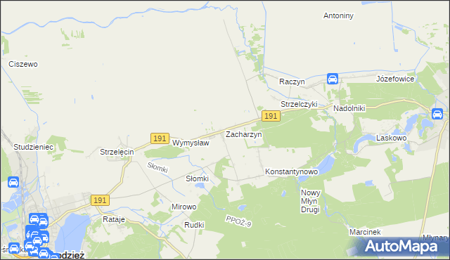 mapa Zacharzyn, Zacharzyn na mapie Targeo