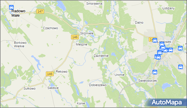 mapa Zachełmie gmina Łobez, Zachełmie gmina Łobez na mapie Targeo