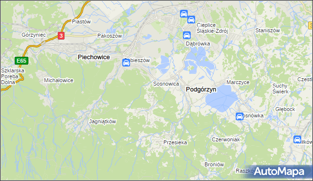 mapa Zachełmie gmina Podgórzyn, Zachełmie gmina Podgórzyn na mapie Targeo