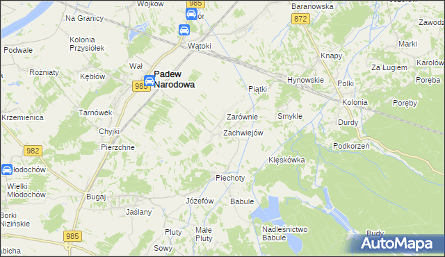 mapa Zachwiejów, Zachwiejów na mapie Targeo