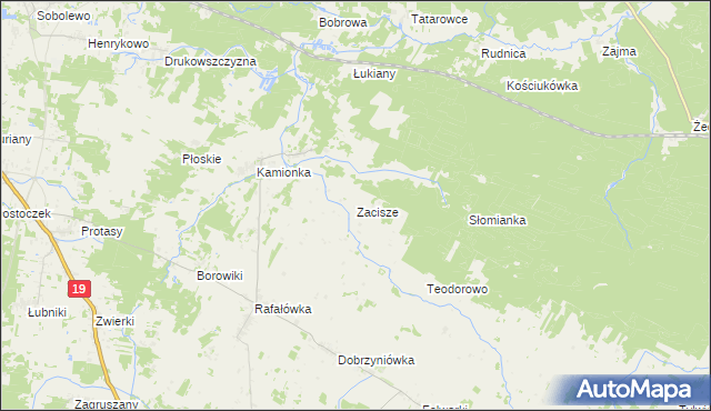 mapa Zacisze gmina Zabłudów, Zacisze gmina Zabłudów na mapie Targeo