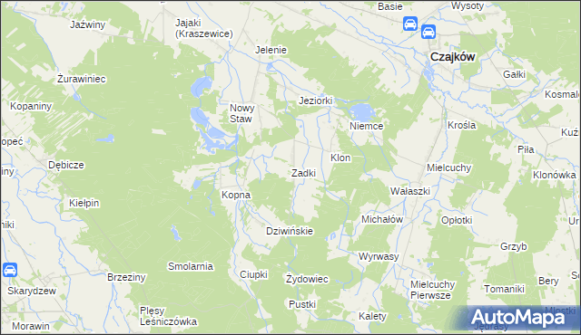 mapa Zadki gmina Czajków, Zadki gmina Czajków na mapie Targeo