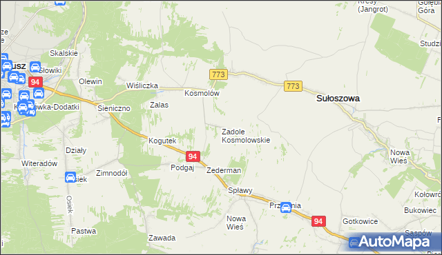 mapa Zadole Kosmolowskie, Zadole Kosmolowskie na mapie Targeo