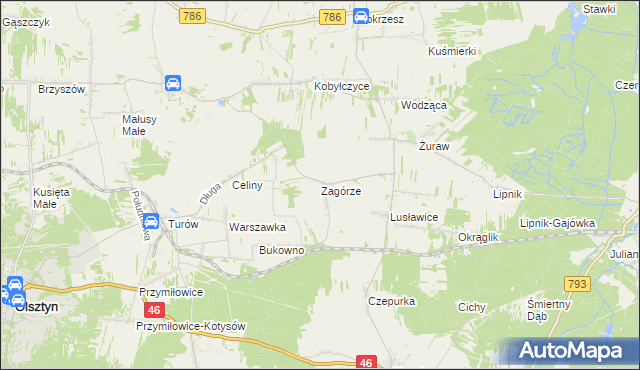 mapa Zagórze gmina Janów, Zagórze gmina Janów na mapie Targeo