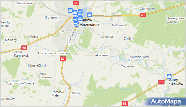 mapa Zakliczewo, Zakliczewo na mapie Targeo