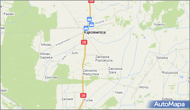 mapa Żakowola Poprzeczna, Żakowola Poprzeczna na mapie Targeo