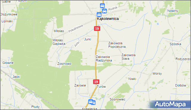 mapa Żakowola Radzyńska, Żakowola Radzyńska na mapie Targeo