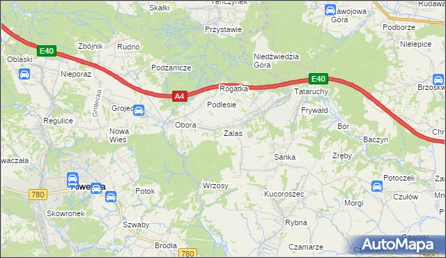 mapa Zalas gmina Krzeszowice, Zalas gmina Krzeszowice na mapie Targeo