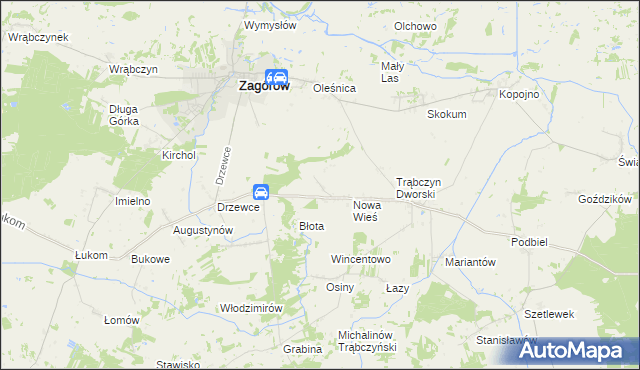 mapa Zalesie gmina Zagórów, Zalesie gmina Zagórów na mapie Targeo