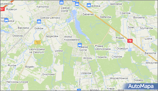 mapa Zalesie Górne, Zalesie Górne na mapie Targeo