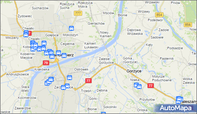 mapa Zalesie Gorzyckie, Zalesie Gorzyckie na mapie Targeo