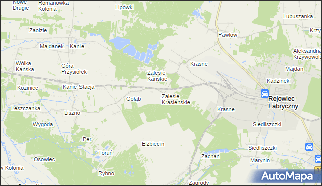 mapa Zalesie Krasieńskie, Zalesie Krasieńskie na mapie Targeo