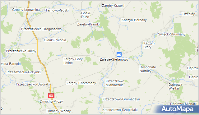 mapa Zalesie-Stefanowo, Zalesie-Stefanowo na mapie Targeo