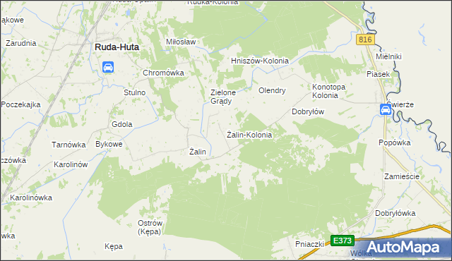 mapa Żalin-Kolonia, Żalin-Kolonia na mapie Targeo