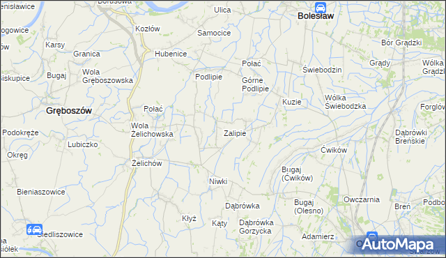 mapa Zalipie gmina Olesno, Zalipie gmina Olesno na mapie Targeo