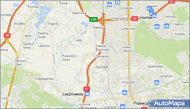 mapa Zamienie gmina Lesznowola, Zamienie gmina Lesznowola na mapie Targeo