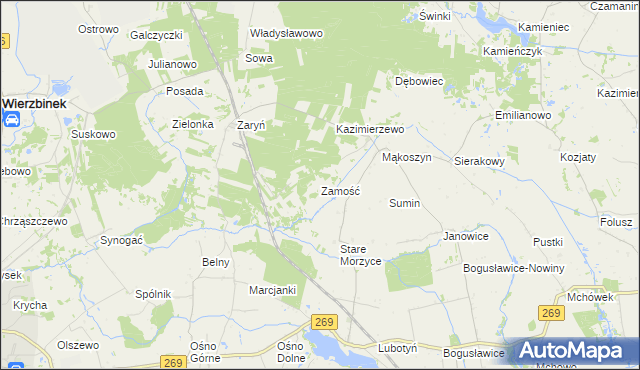 mapa Zamość gmina Wierzbinek, Zamość gmina Wierzbinek na mapie Targeo