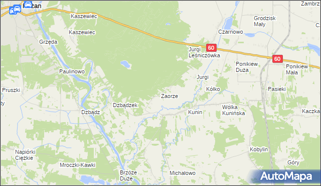 mapa Zaorze gmina Goworowo, Zaorze gmina Goworowo na mapie Targeo